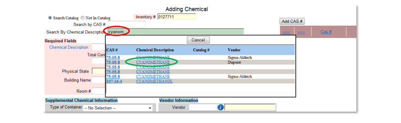 example 3 of adding a chemical