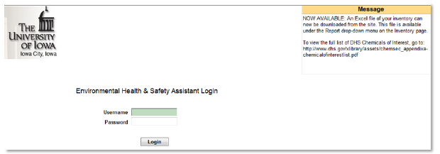 EHS Assistant Login sample