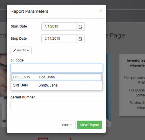 EHS Assist Sample Report Parameters