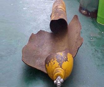 Gas cylinder after rupturing