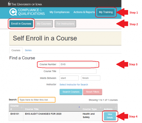 Class enrollment Screen